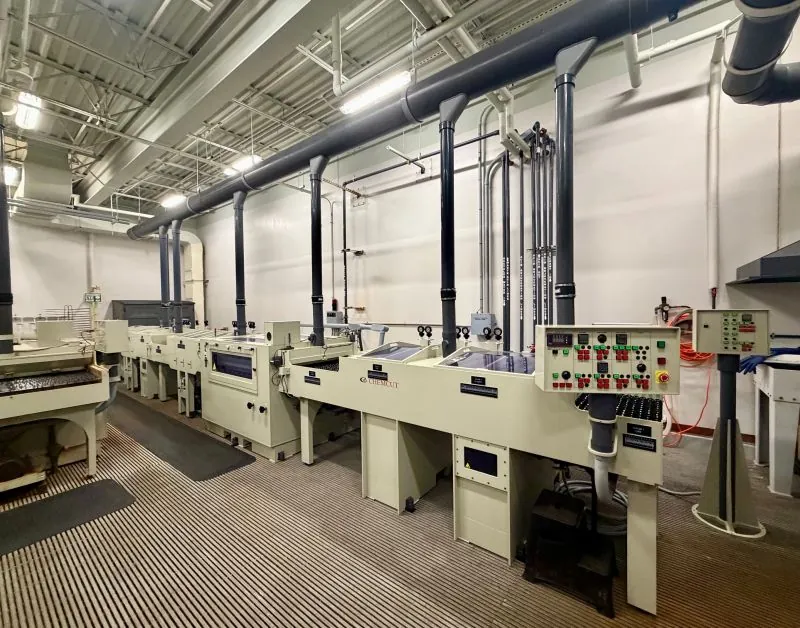 Chemical etch lines inside the Texas Nameplate plant