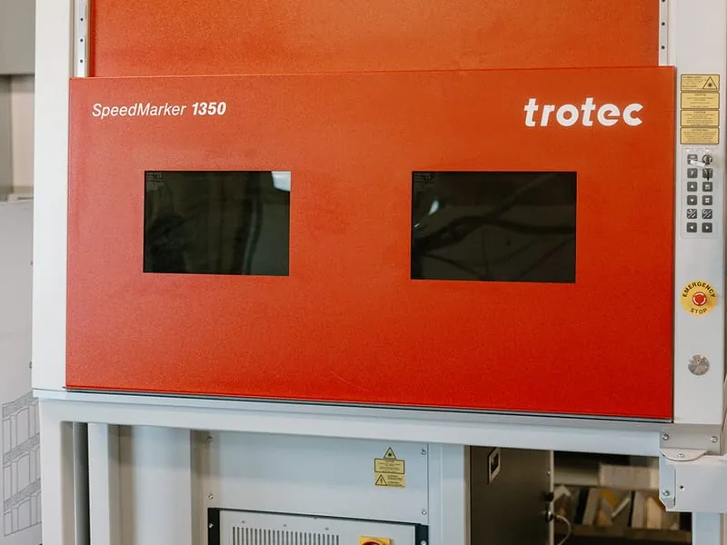 The laser marking system on the production floor