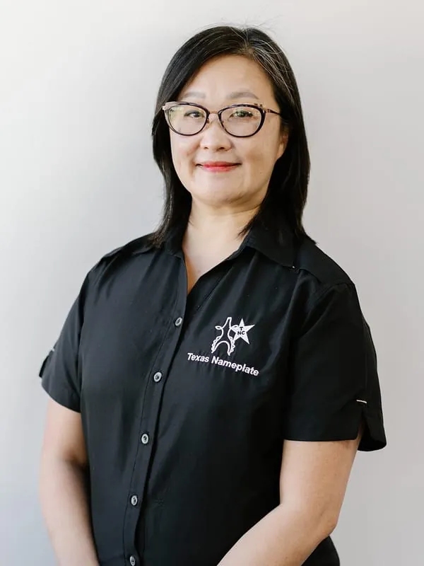 Mina Hsu, Director of Sales at Texas Nameplate Co.